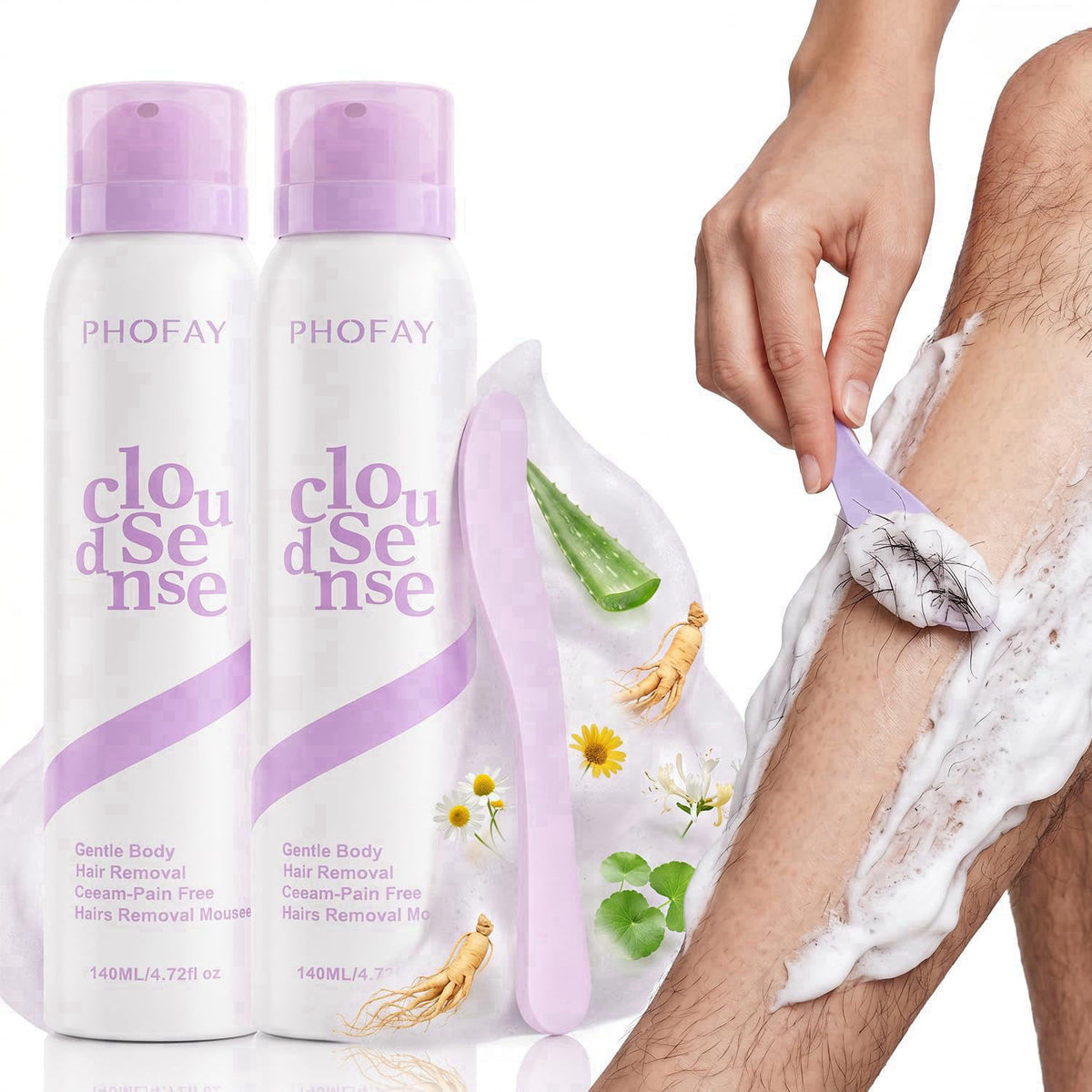 PHOFAY Smooth&Cloud Sense Hair Removal Spray 4.73 Fl Oz (Pack of 2) – product photo (Depilatories)