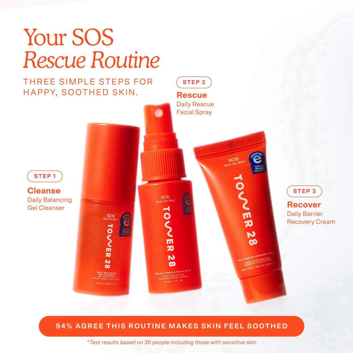 Tower 28 SOS Skincare Minis Travel Size Gift Set (3 ct) – close-up detail