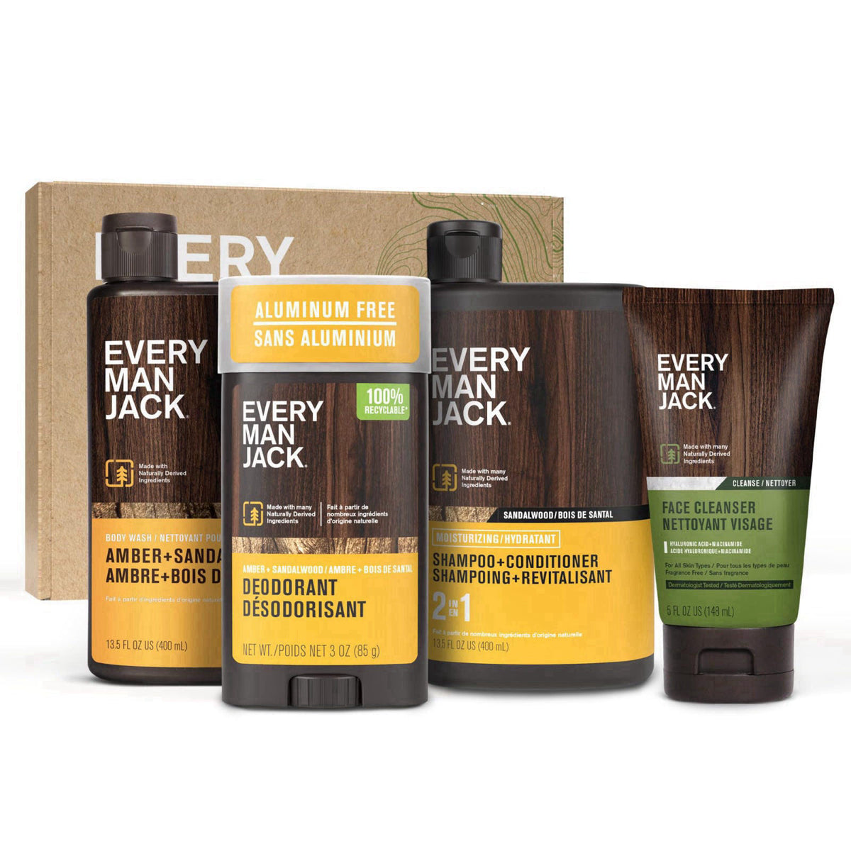 Every Man Jack Bath and Body Shower Gift Set for Men, Amber Sandalwood – product photo (Sets &amp; Kits)
