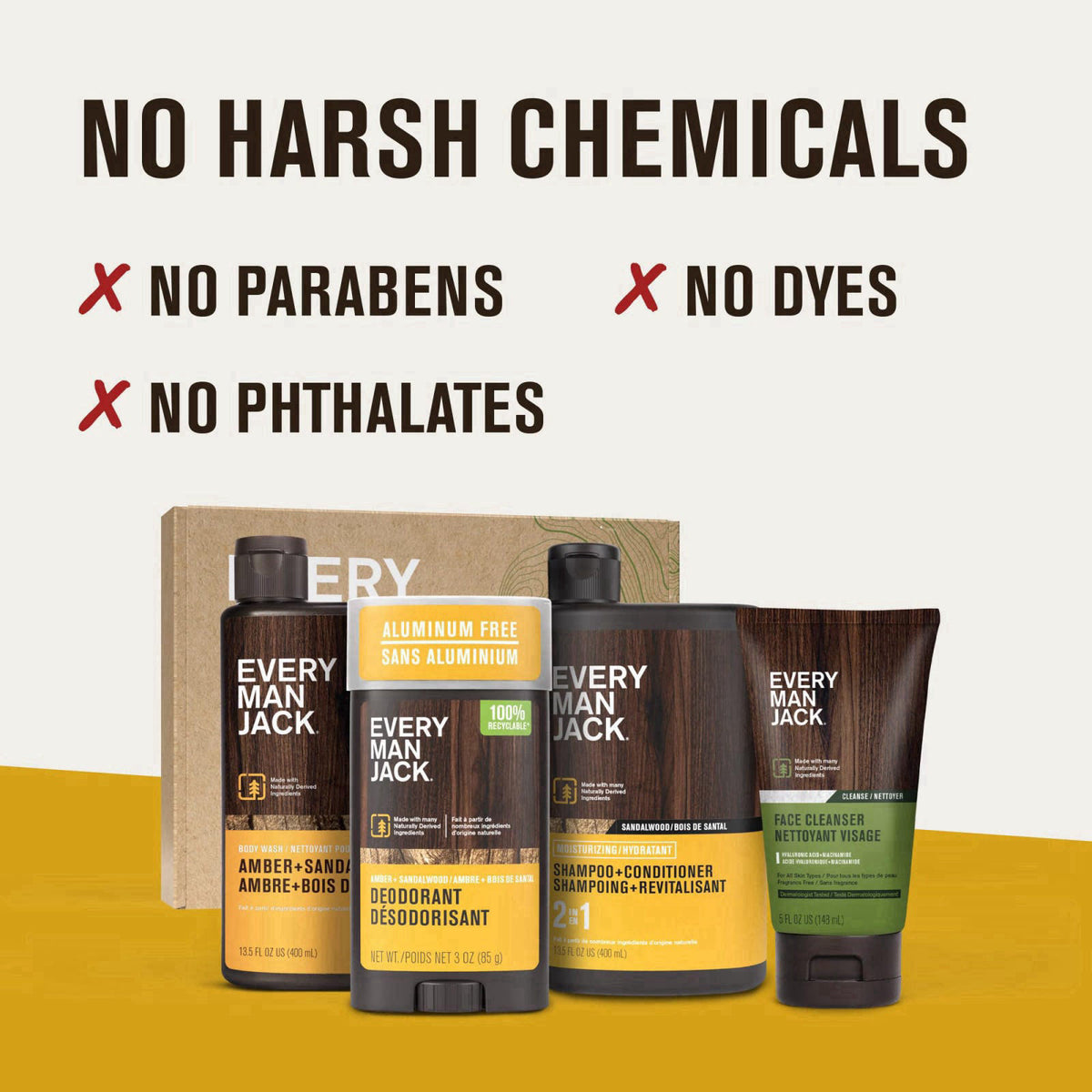 Every Man Jack Bath and Body Shower Gift Set for Men, Amber Sandalwood – alternate angle