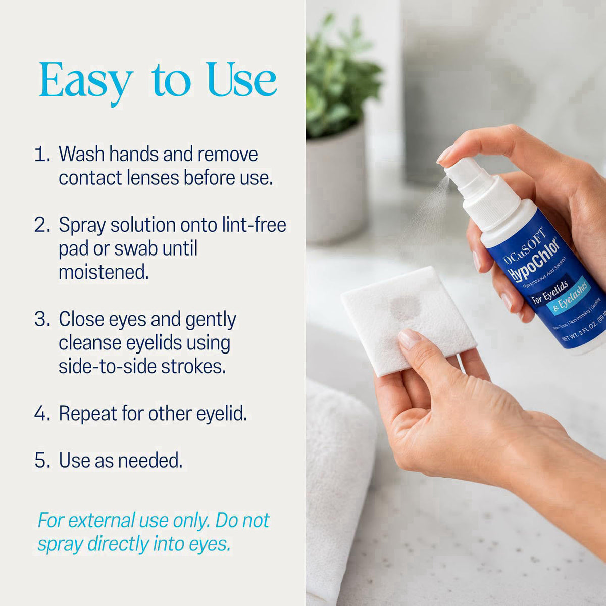OCuSOFT HypoChlor Spray - Hypochlorous Acid Spray for Eyelids - 2 fl oz – packaging and label