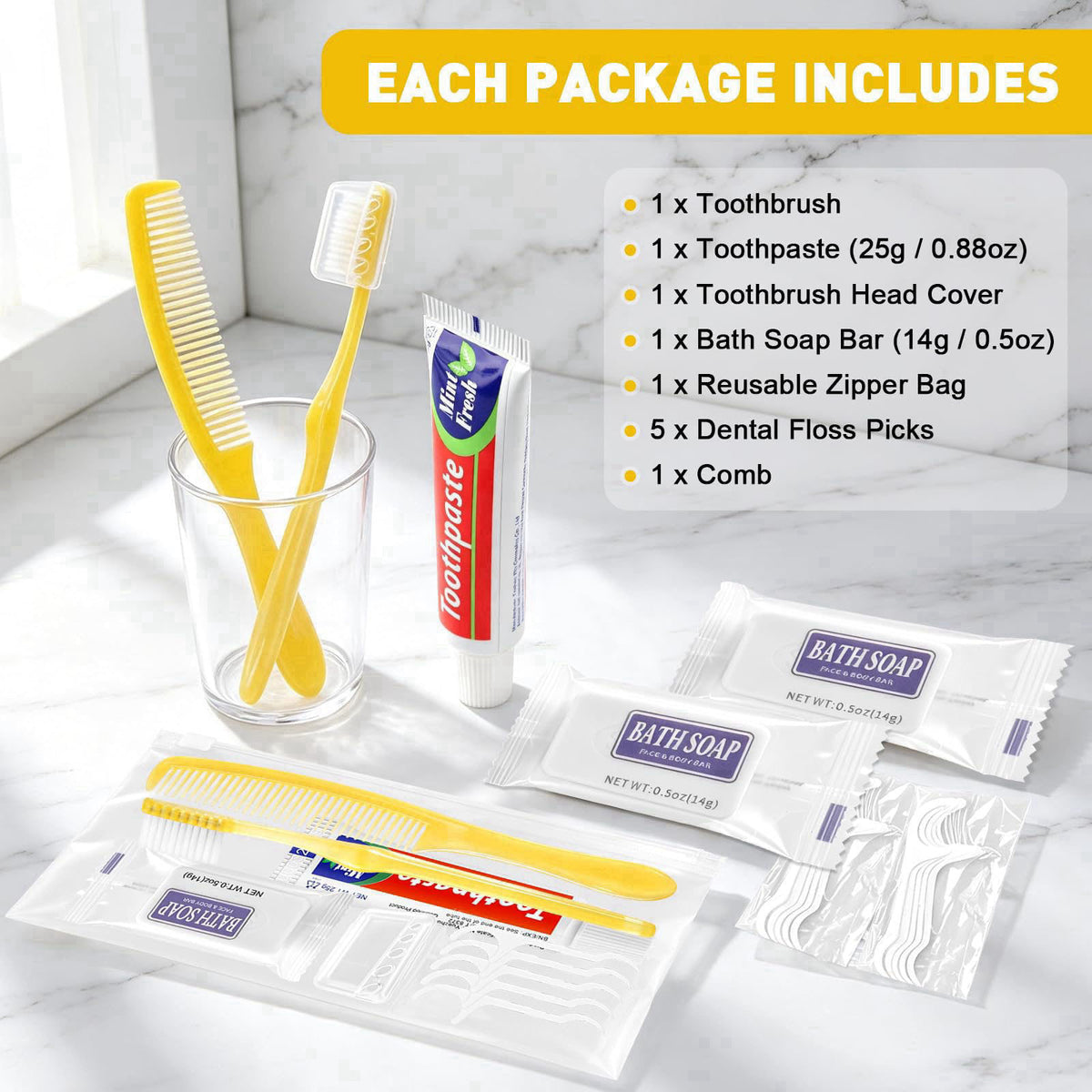 NICEMOVIC 50 Sets Hygiene Kit Bulk for Homeless, Basic Toiletry Kit Homeless Care Package Supplies Bulks, Travel Size To