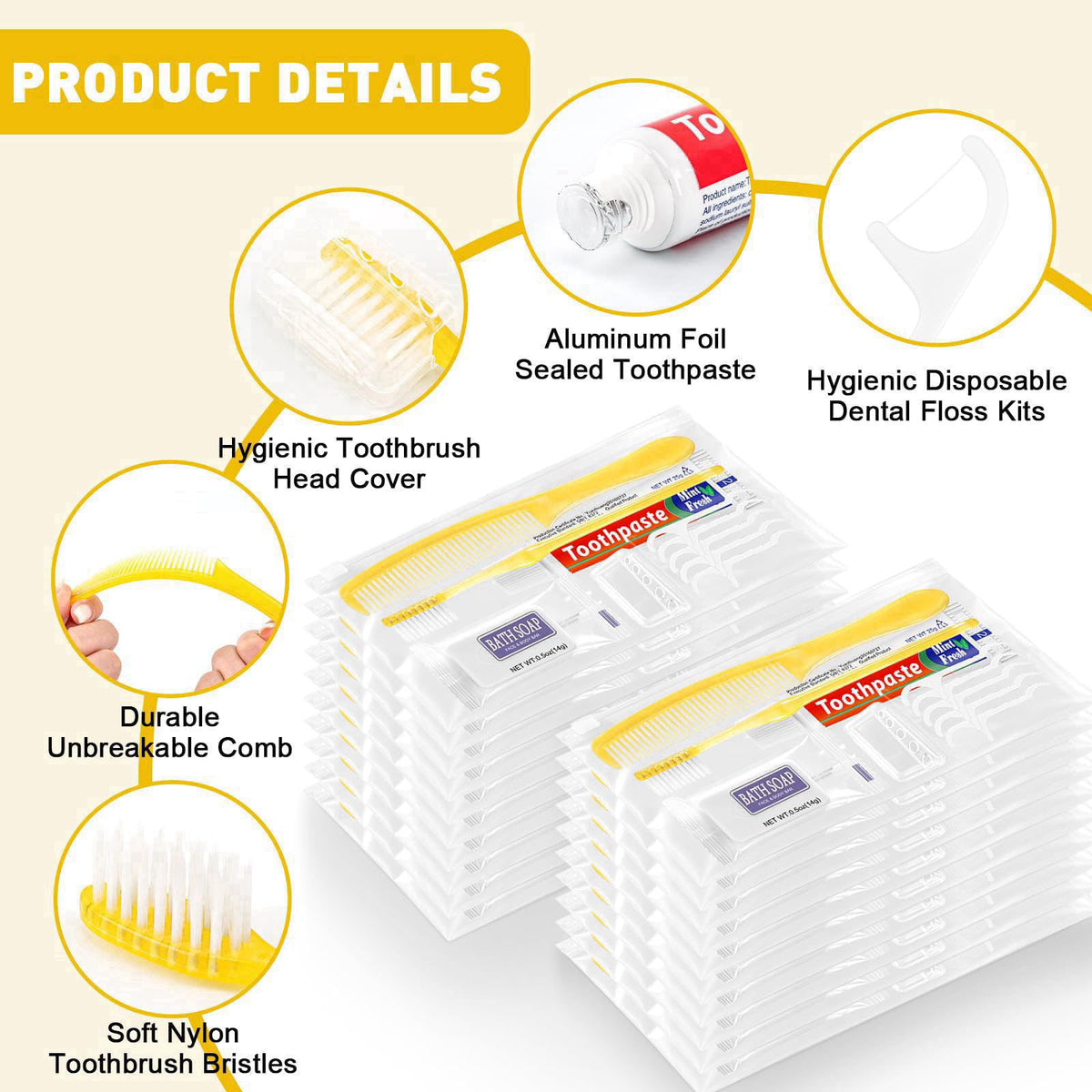 NICEMOVIC 50 Sets Hygiene Kit Bulk for Homeless, Basic Toiletry Kit Homeless Care Package Supplies Bulks, Travel Size To