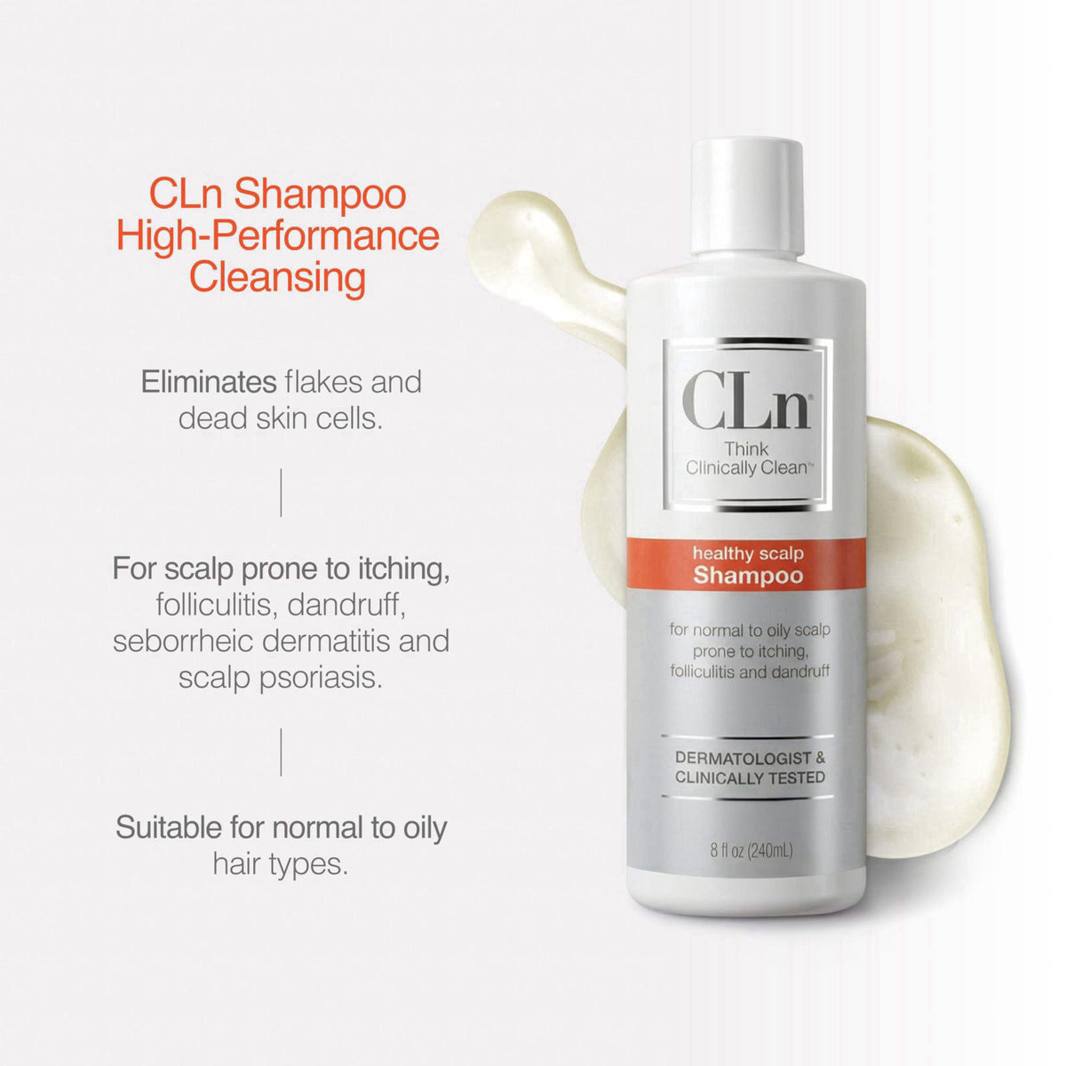 CLn® Shampoo - Clarifying Formula with Salicylic Acid, For Normal to Oily Scalp Prone to Folliculitis, Dandruff, Itchy &