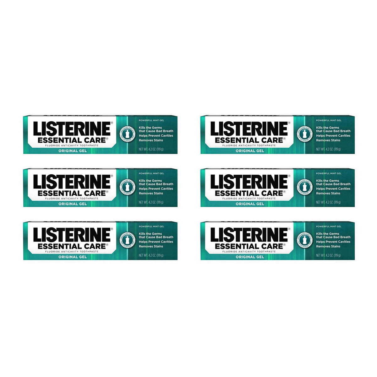 4.8 4.8 out of 5 stars Listerine Essential Care Fluoride Toothpaste, Peppermint, 4.2 fl. oz x 6 – product photo (Oral Ca