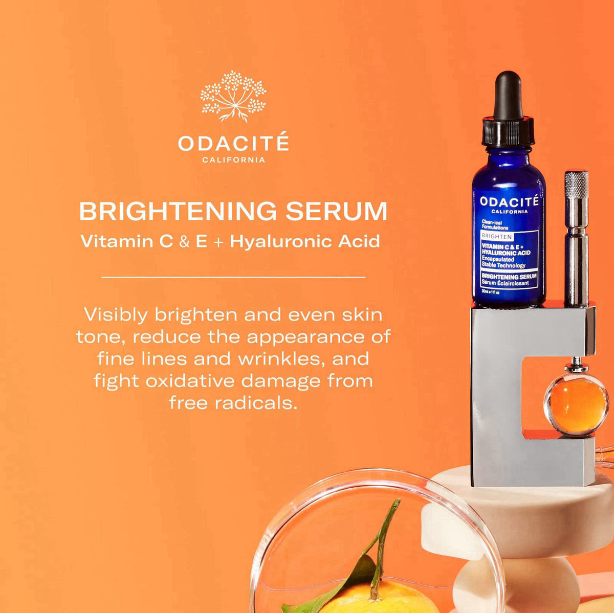Odacite Brightening Vitamin C & Hyaluronic Facial Serum - Anti-Aging Facial Serum Targets Loss of Firmness & Dark Spots 