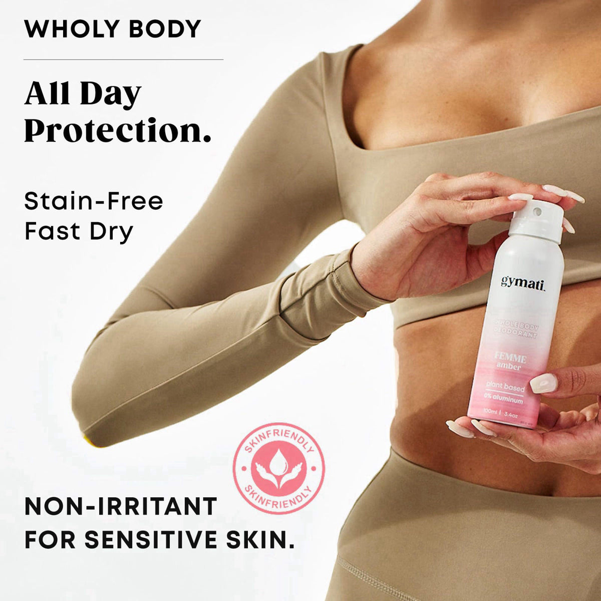 Gymati Natural Deodorant Body Spray – Aluminum-Free, Plant-Based Blend with Aloe & Zinc, Long-Lasting Odor Protection, L