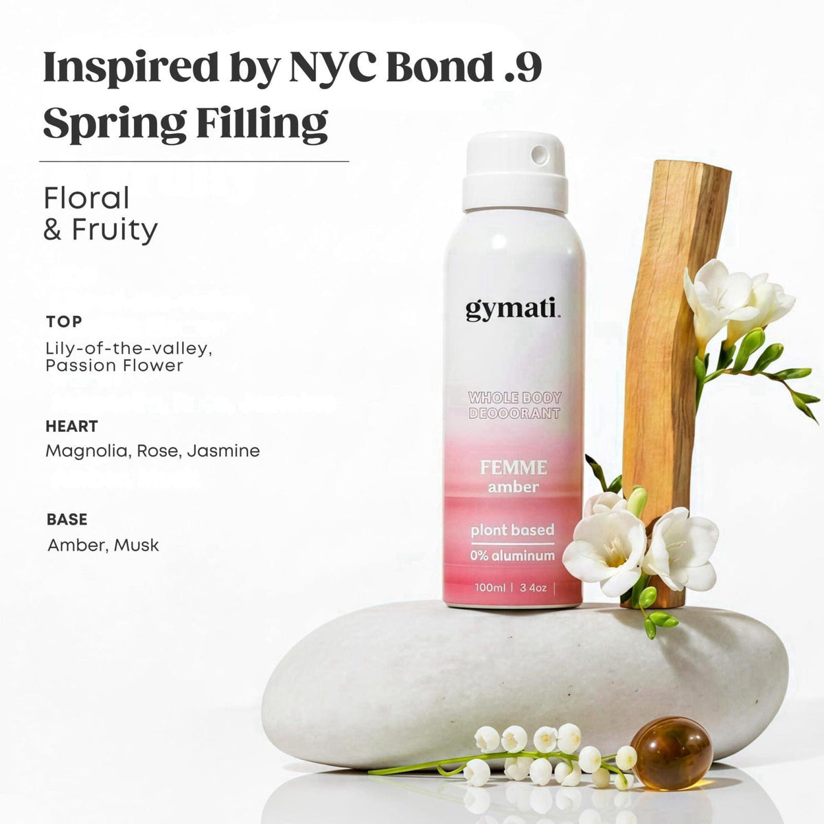 Gymati Natural Deodorant Body Spray – Aluminum-Free, Plant-Based Blend with Aloe & Zinc, Long-Lasting Odor Protection, L