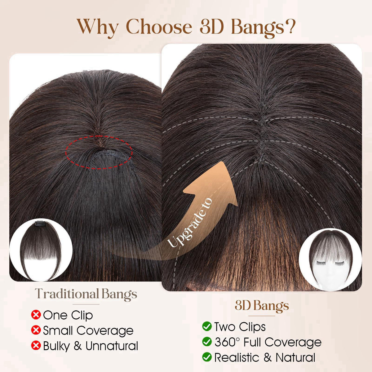 SLEEKALON Clip in Bangs Real Human Hair for Women Lightweight Wispy Bangs Hair Pieces Hand-Tied Lace Base Bangs Hair Cli