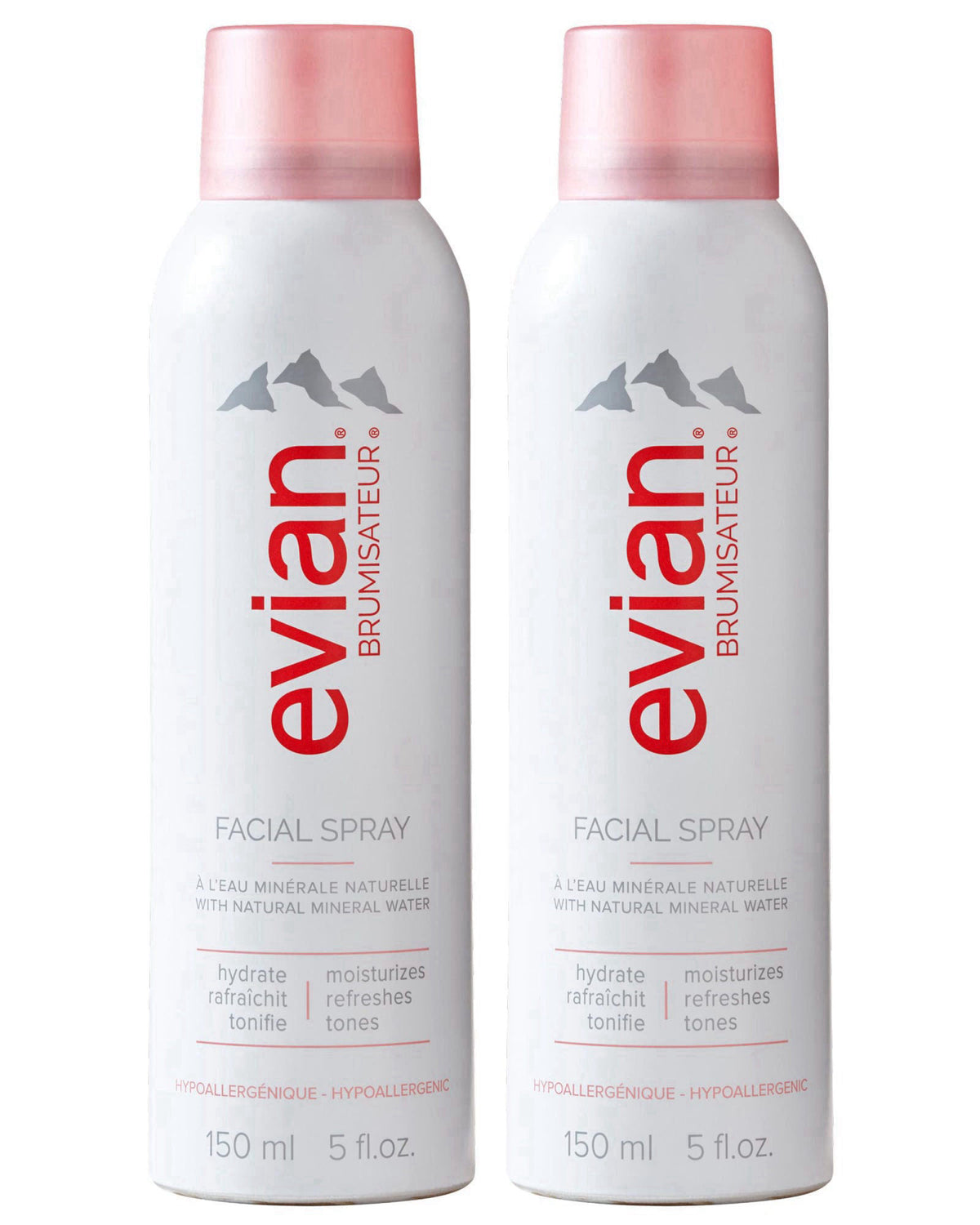 Evian Facial Spray 5 oz Duo Hydrating Mineral Water Mist for Face & Skin Refreshes Makeup, Sets, & Tones Facial Spray Tw