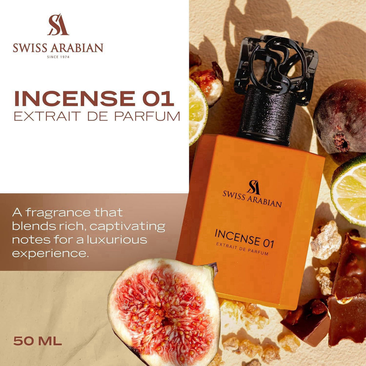 Swiss Arabian Incense 01 Eau De Parfum 50ml – close-up detail