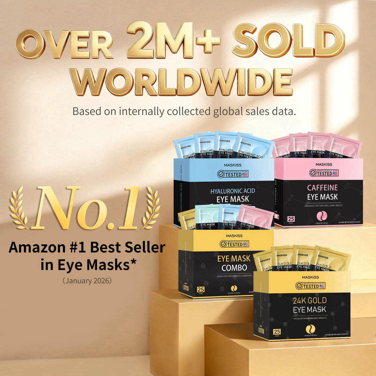 Maskiss 24k Gold Under Eye Patches (50 Pairs), eye mask, Collagen Skin Care Products, Eye Patches for Puffy Eyes, eye ma