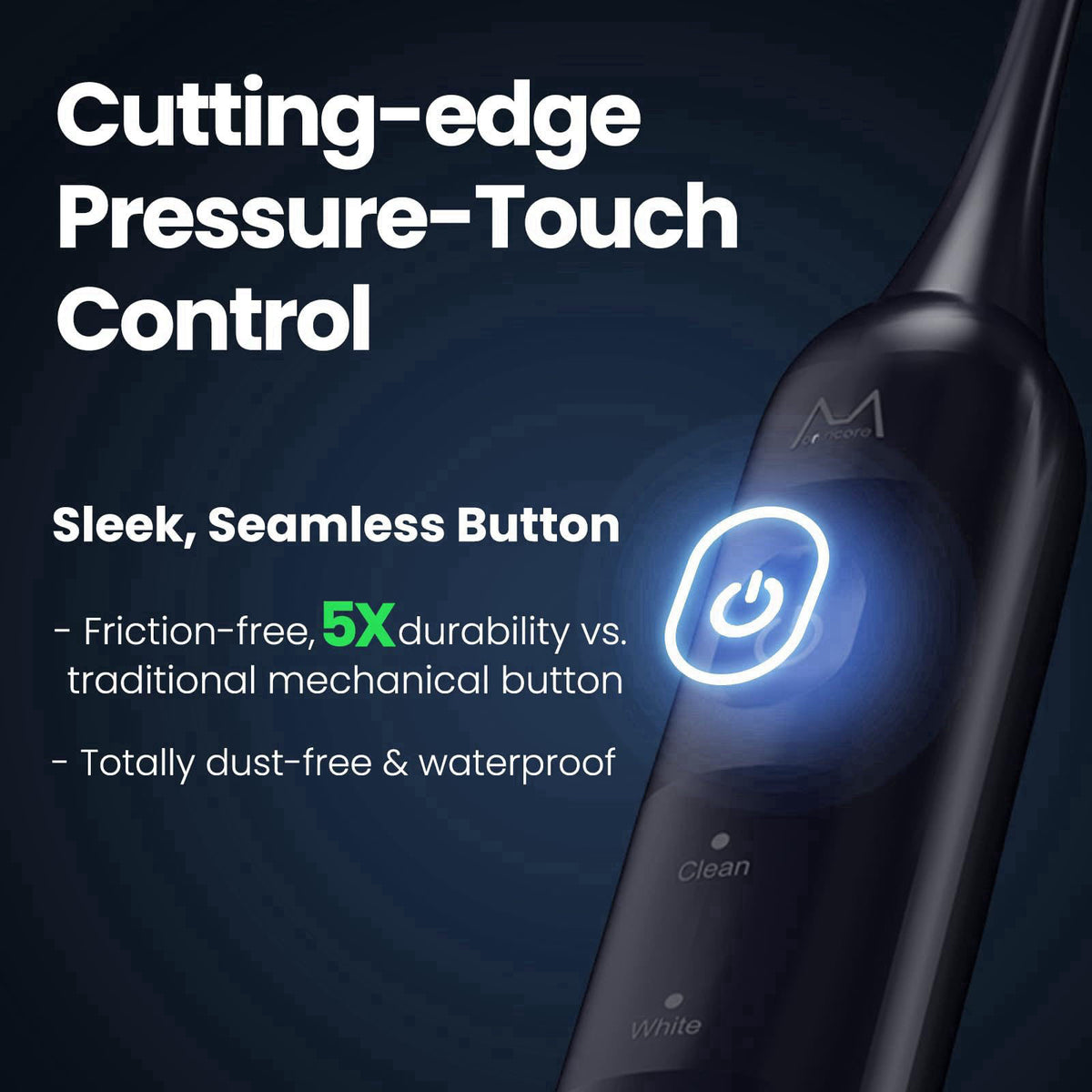 Marlincare Electric Toothbrush for Adults, 180 Days Battery Life, Blue – back view and specifications