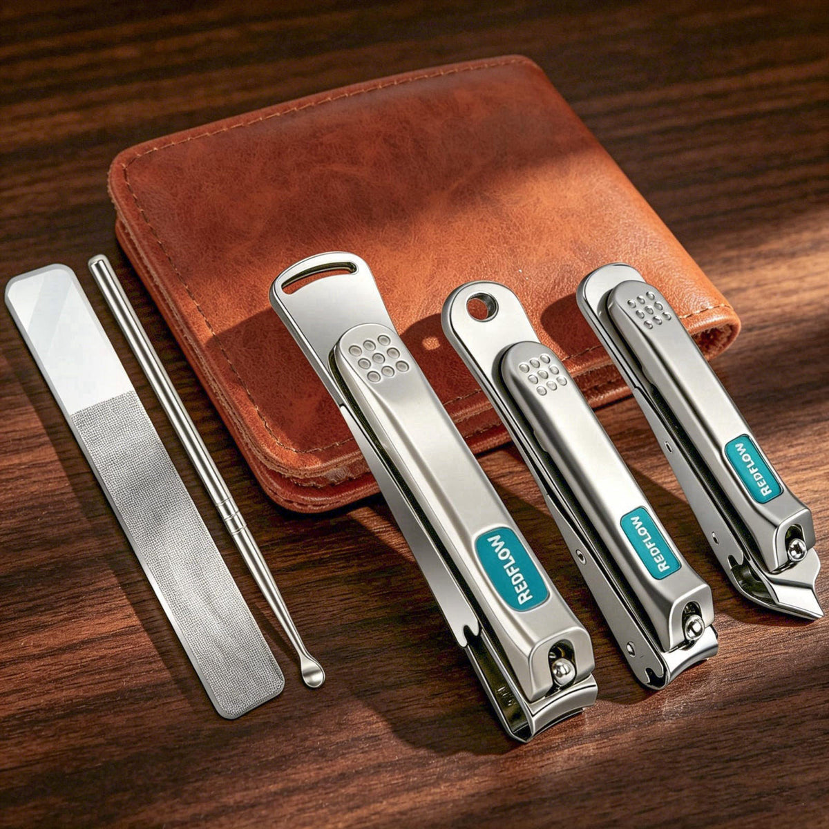 RedFlow Nail Clippers Set (5 Pack), Including 1 Stainless Steel Nail Clipper, 1 Angled Toenail Clipper, 1 Large Fingerna