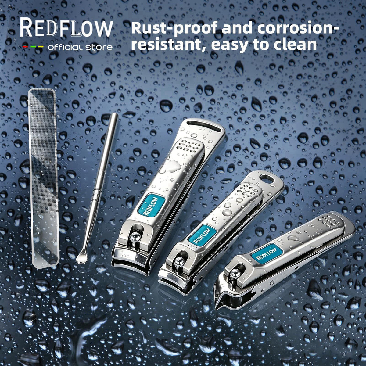 RedFlow Nail Clippers Set (5 Pack), Including 1 Stainless Steel Nail Clipper, 1 Angled Toenail Clipper, 1 Large Fingerna
