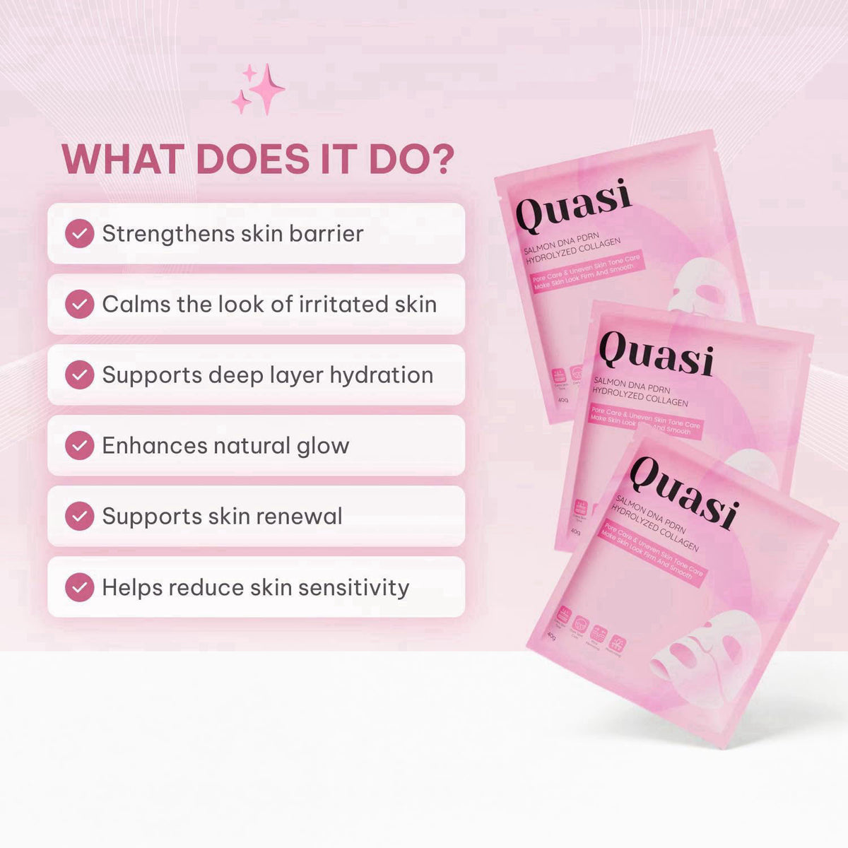 Quasi Salmon PDRN Collagen Mask – Korean Skin care Gel Face Mask for Hydration, Firming & Smoothing Skincare, Collagen B