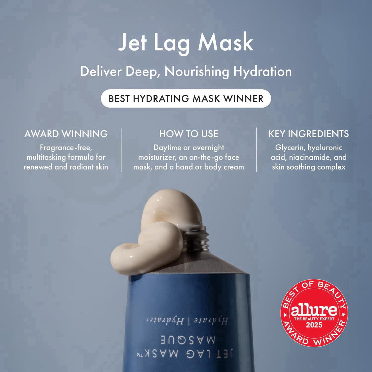 Summer Fridays Mini Jet Lag Mask - Hydrating Overnight Face Mask, Moisturizer + Eye Cream - Enriched with Hyaluronic Aci