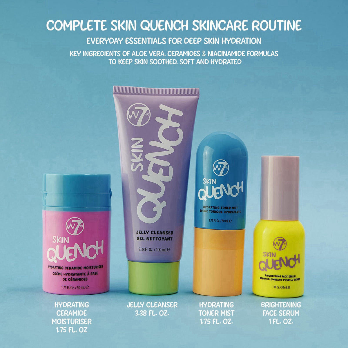 W7 Skin Quench Full Size Skincare Set - Aloe Vera and Ceramides – close-up detail