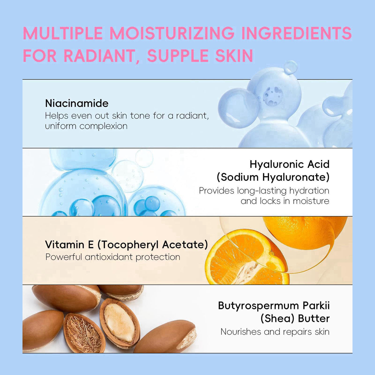 QUIYUM Sakura Collagen Skincare Set - 8-Piece Glass Skin Routine for Women – back view and specifications