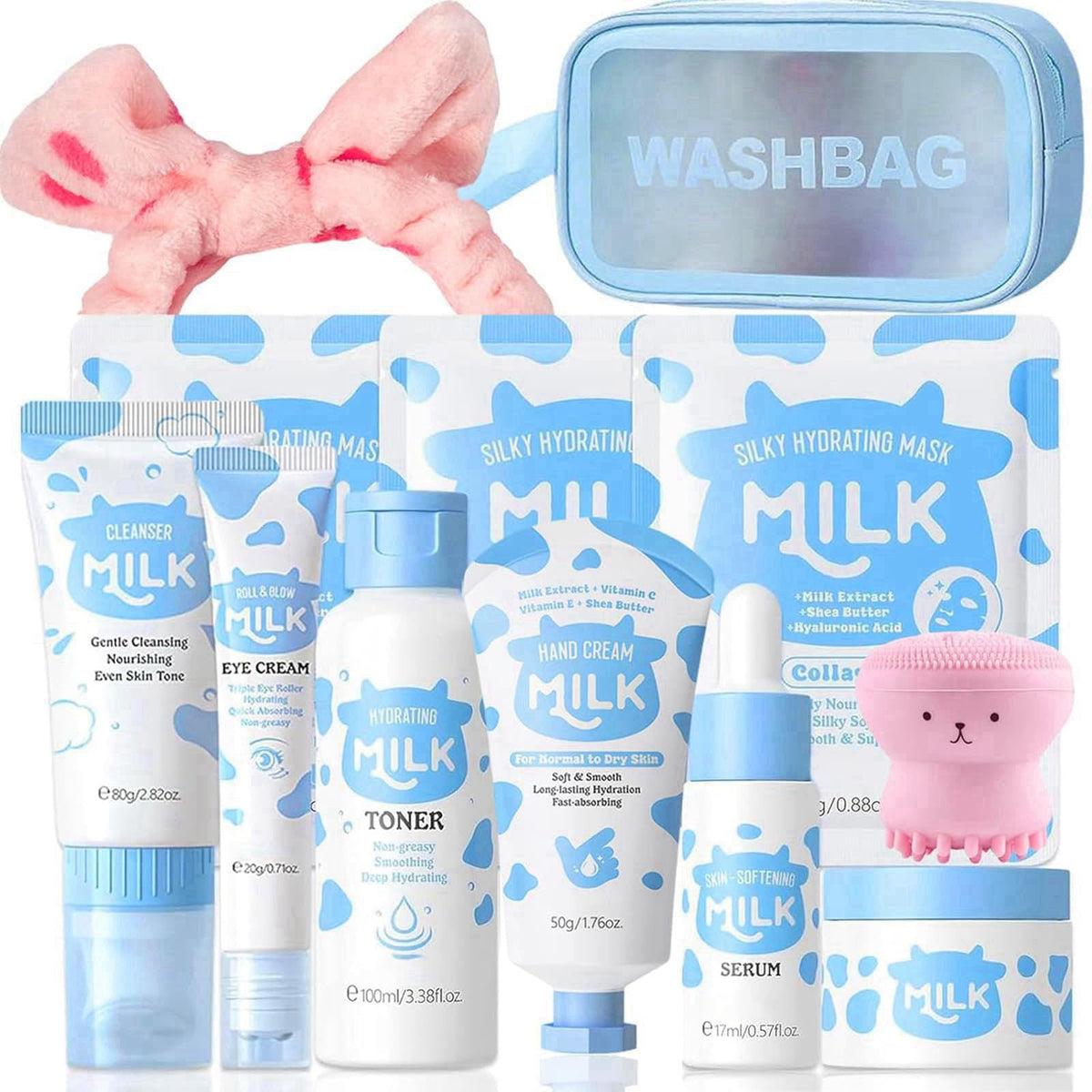 BliBling Milk Skin Care Set for Kids & Teens, 12 IN 1 Moisturizing & Gentle Milk Skin Care for Kids Girl Ages 8-12, Milk
