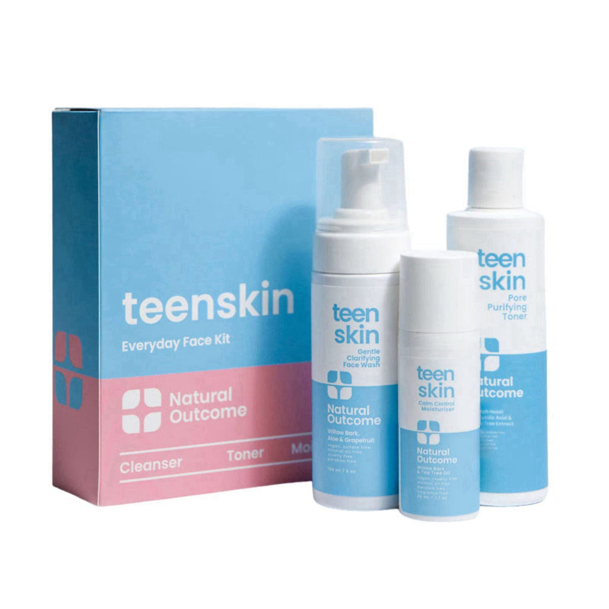 Teen Skin Care Kit 3-Step | Acne Face Wash Skin Care Regimen | Teen Skin Face Wash, Toner, & Moisturizer | Perfect for T
