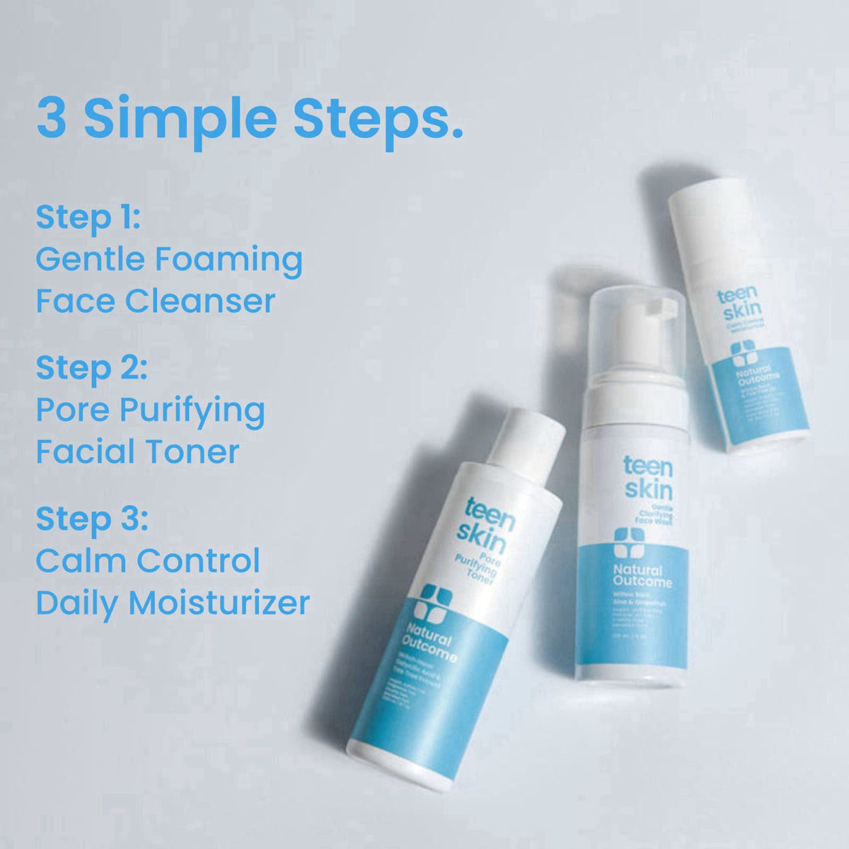 Teen Skin Care Kit 3-Step | Acne Face Wash Skin Care Regimen | Teen Skin Face Wash, Toner, & Moisturizer | Perfect for T