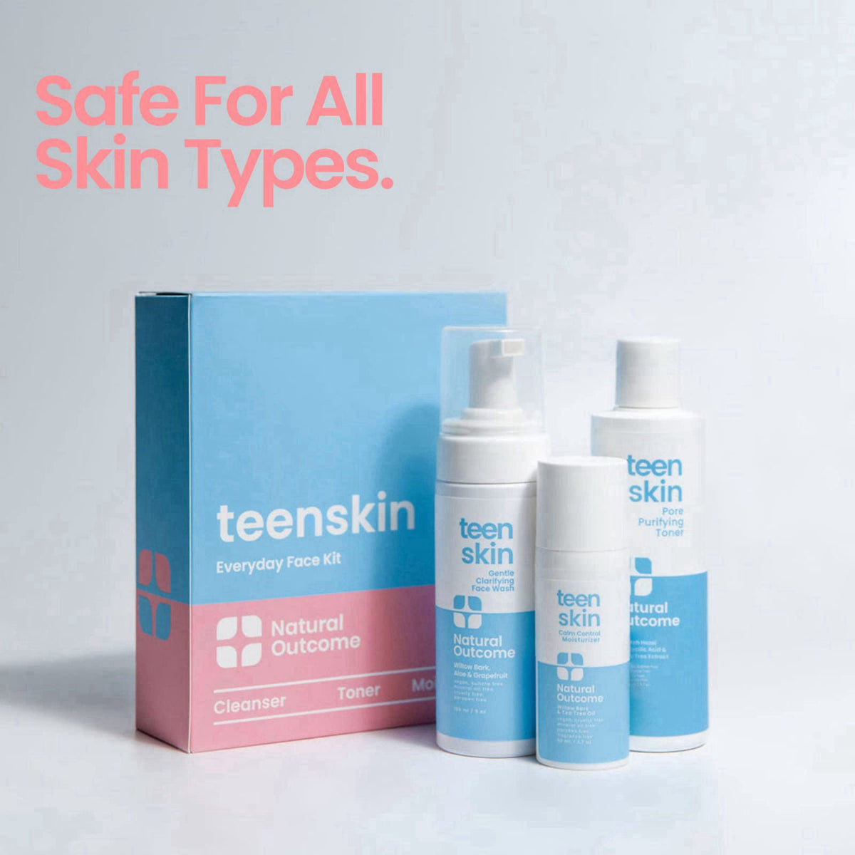 Teen Skin Care Kit 3-Step | Acne Face Wash Skin Care Regimen | Teen Skin Face Wash, Toner, & Moisturizer | Perfect for T