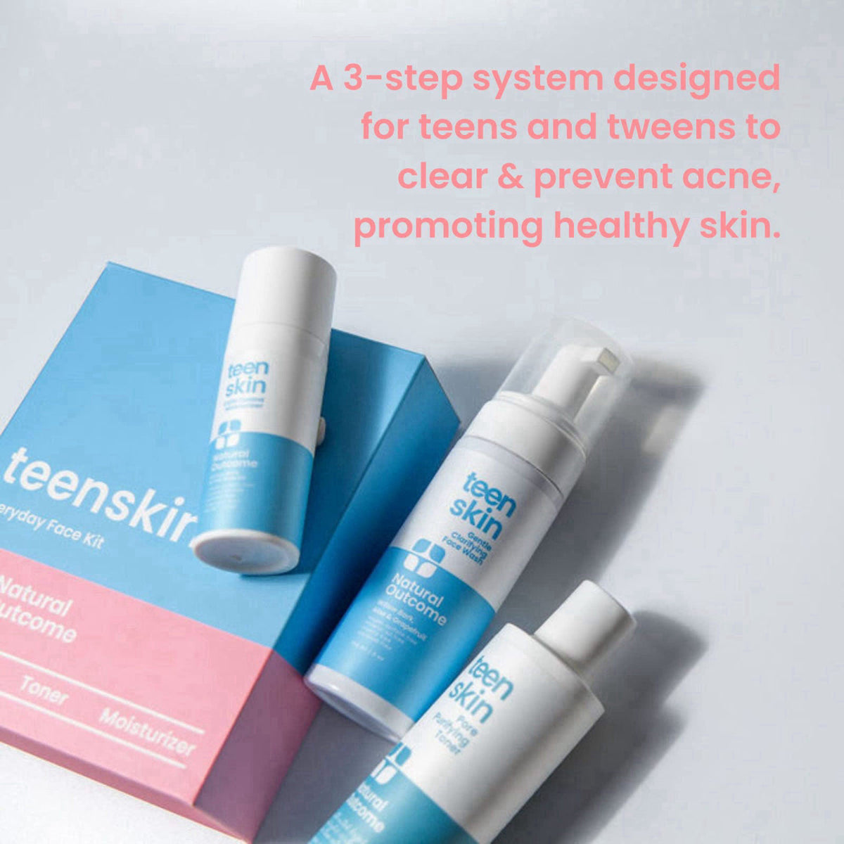 Teen Skin Care Kit 3-Step | Acne Face Wash Skin Care Regimen | Teen Skin Face Wash, Toner, & Moisturizer | Perfect for T