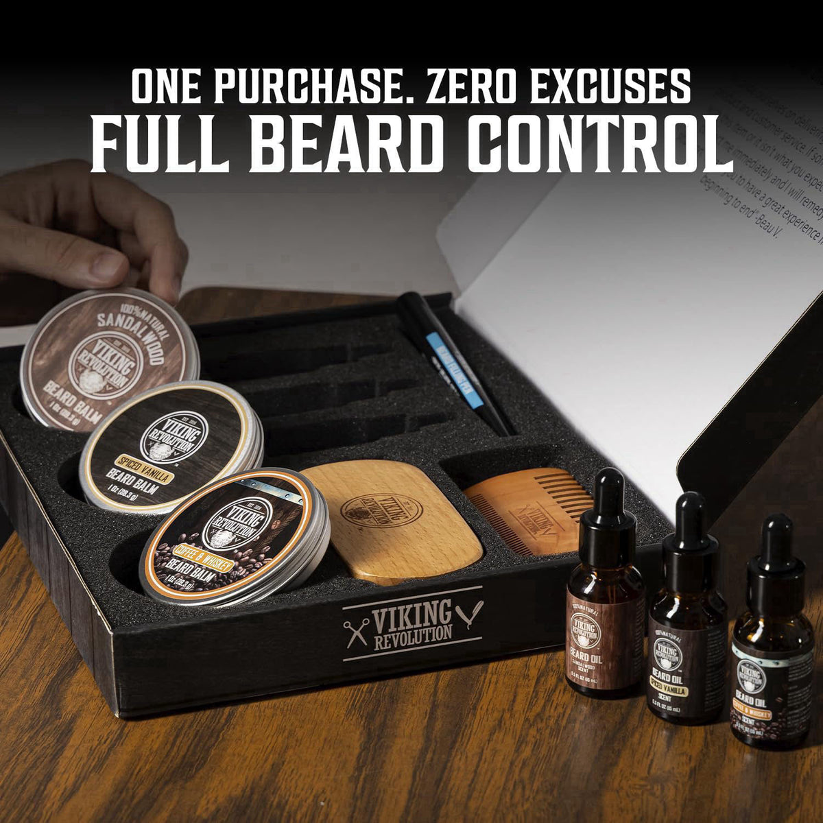 Viking Revolution Ultimate Beard Care Collection - 9 Products Included – close-up detail