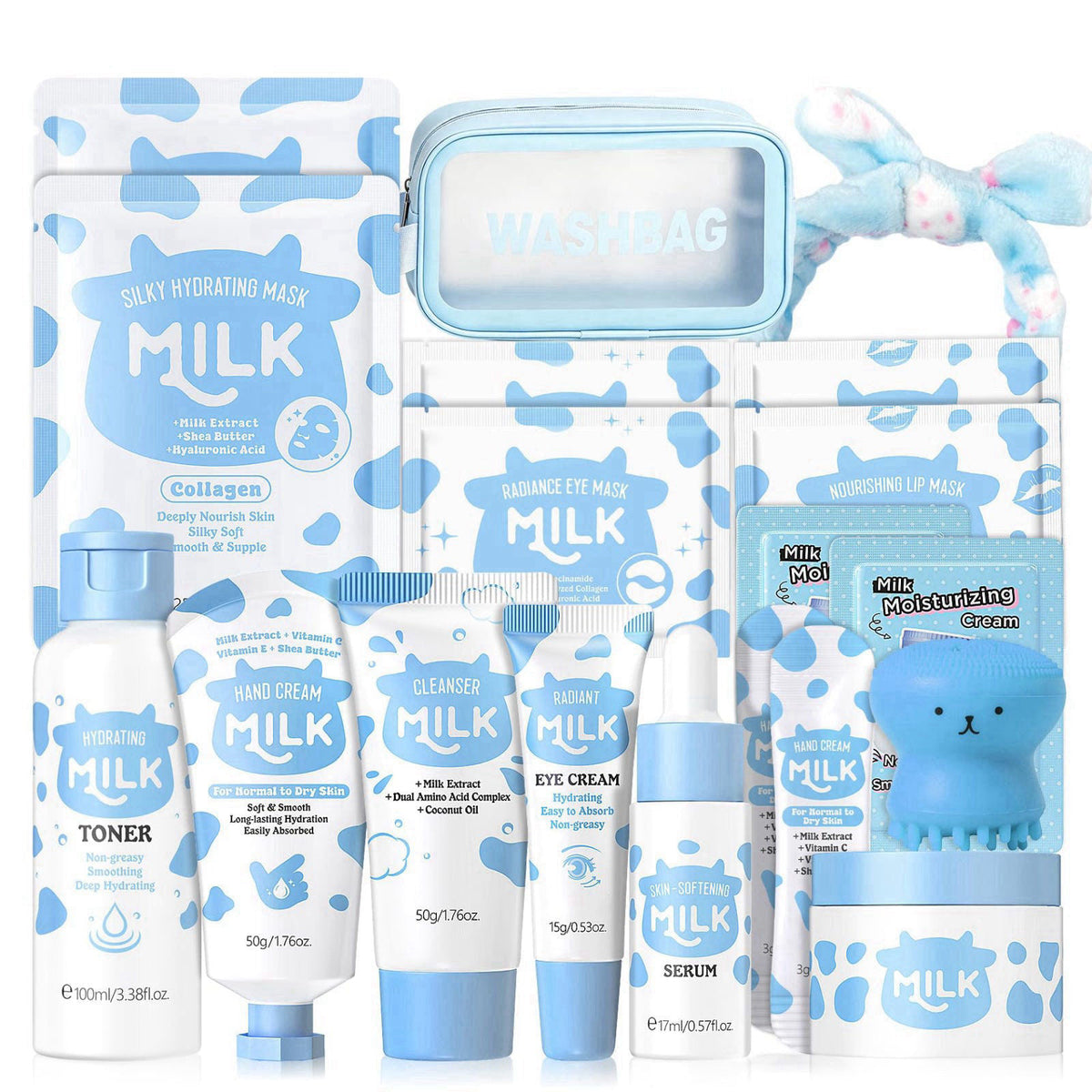 Rosawee 19PCS Milk Skincare for 10-12 Kids Girls Gift Set, Moisturizing Facial Kit – product photo (Facial Kits)