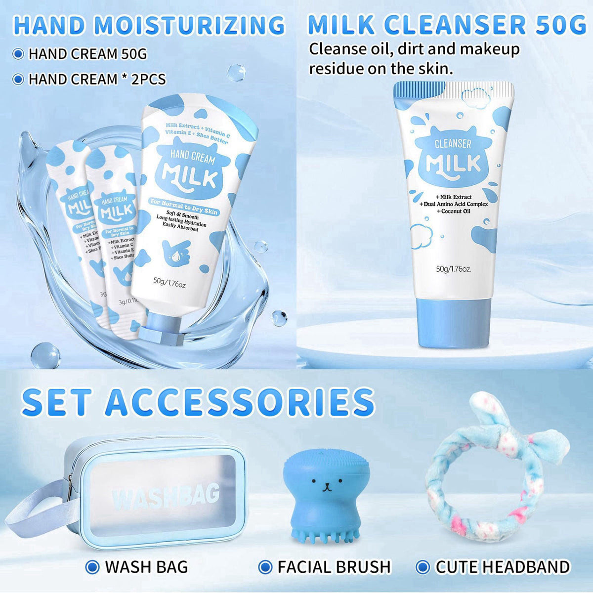 Rosawee 19PCS Milk Skincare for 10-12 Kids Girls Gift Set, Moisturizing Facial Kit – alternate angle