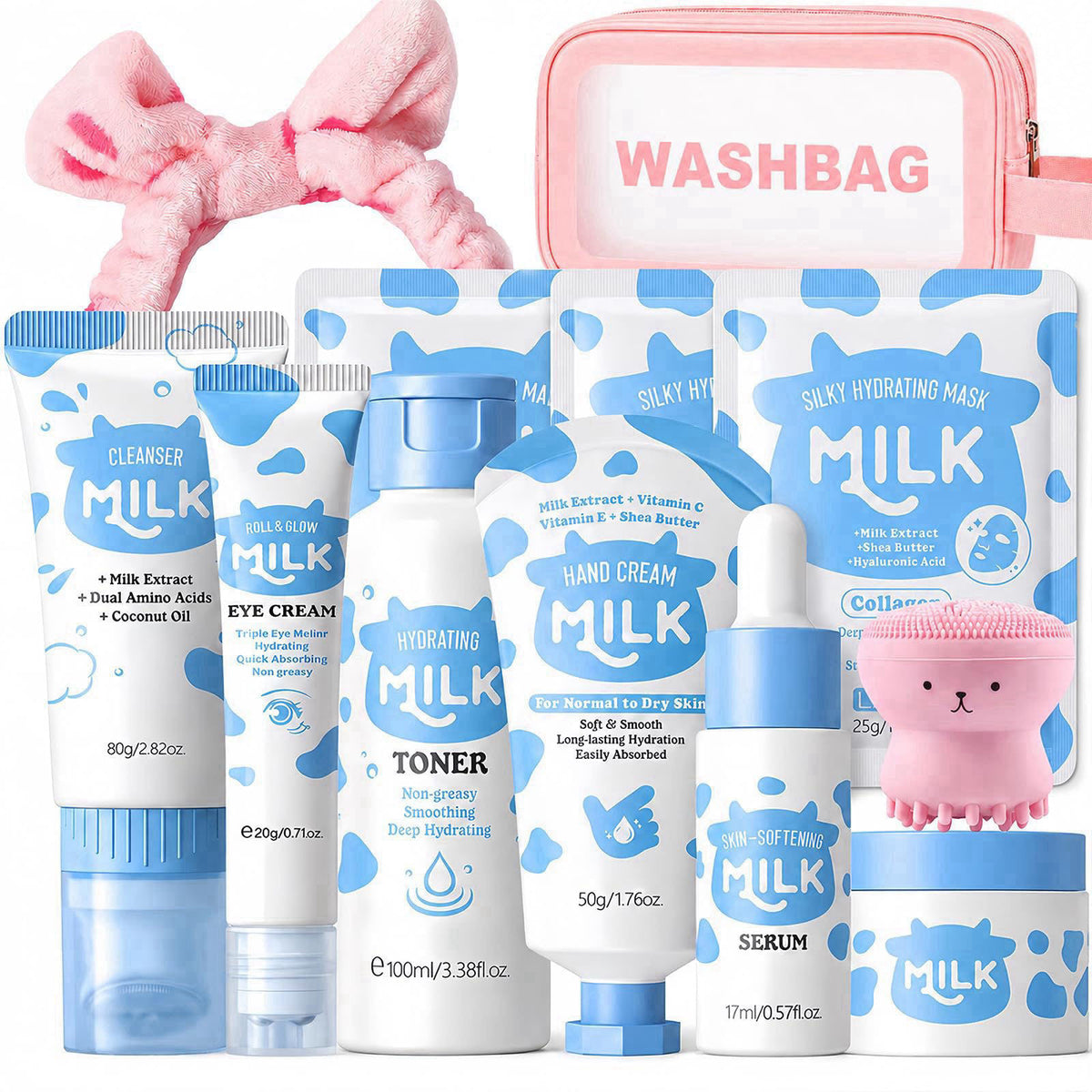 Vienflona Milk Skin Care Set for Kids & Teens, 12 IN 1 Gentle Moisturizing Milk Skin Care for Kids Girl Ages 8-12, Skin 