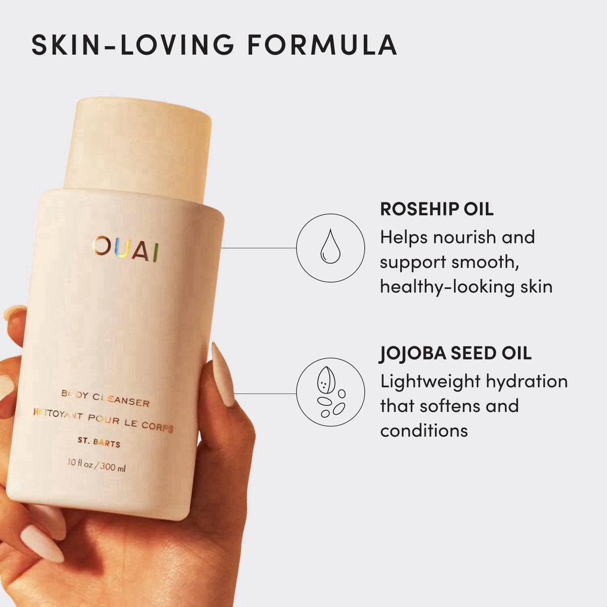 OUAI Body Cleanser - Foaming Body Wash - St. Barts (10 Fl Oz) – full view