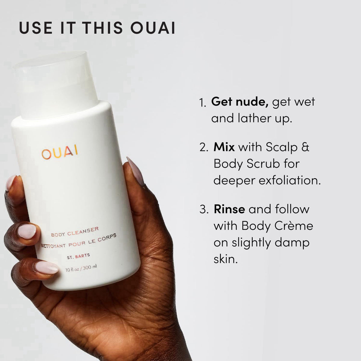 OUAI Body Cleanser - Foaming Body Wash - St. Barts (10 Fl Oz) – alternate angle