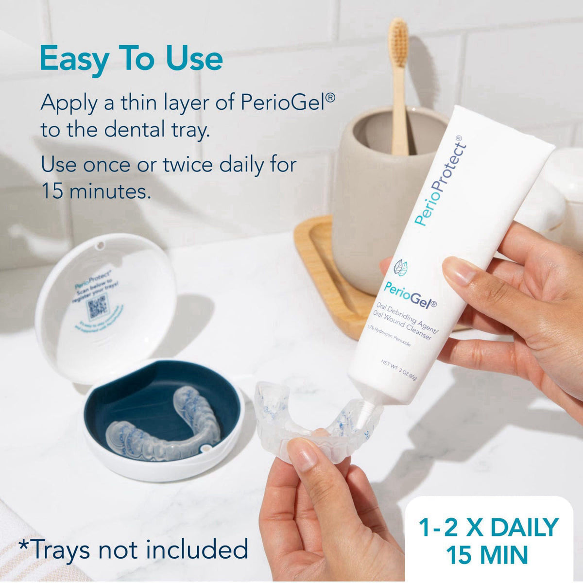 Perio Protect Perio Gel | Periodontal Treatment for Teeth | Promotes Teeth Whitening (3 oz.) – back view and specificati