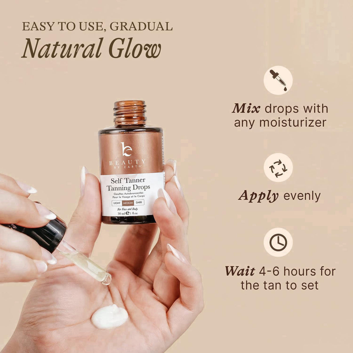 Beauty by Earth Self Tanning Drops - USA Made with Natural & Organic Ingredients – alternate angle