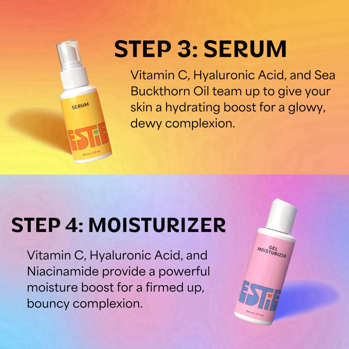 InstaNatural BESTIES BFF Four Step Kit: Skincare Set for Teens and Kids – back view and specifications