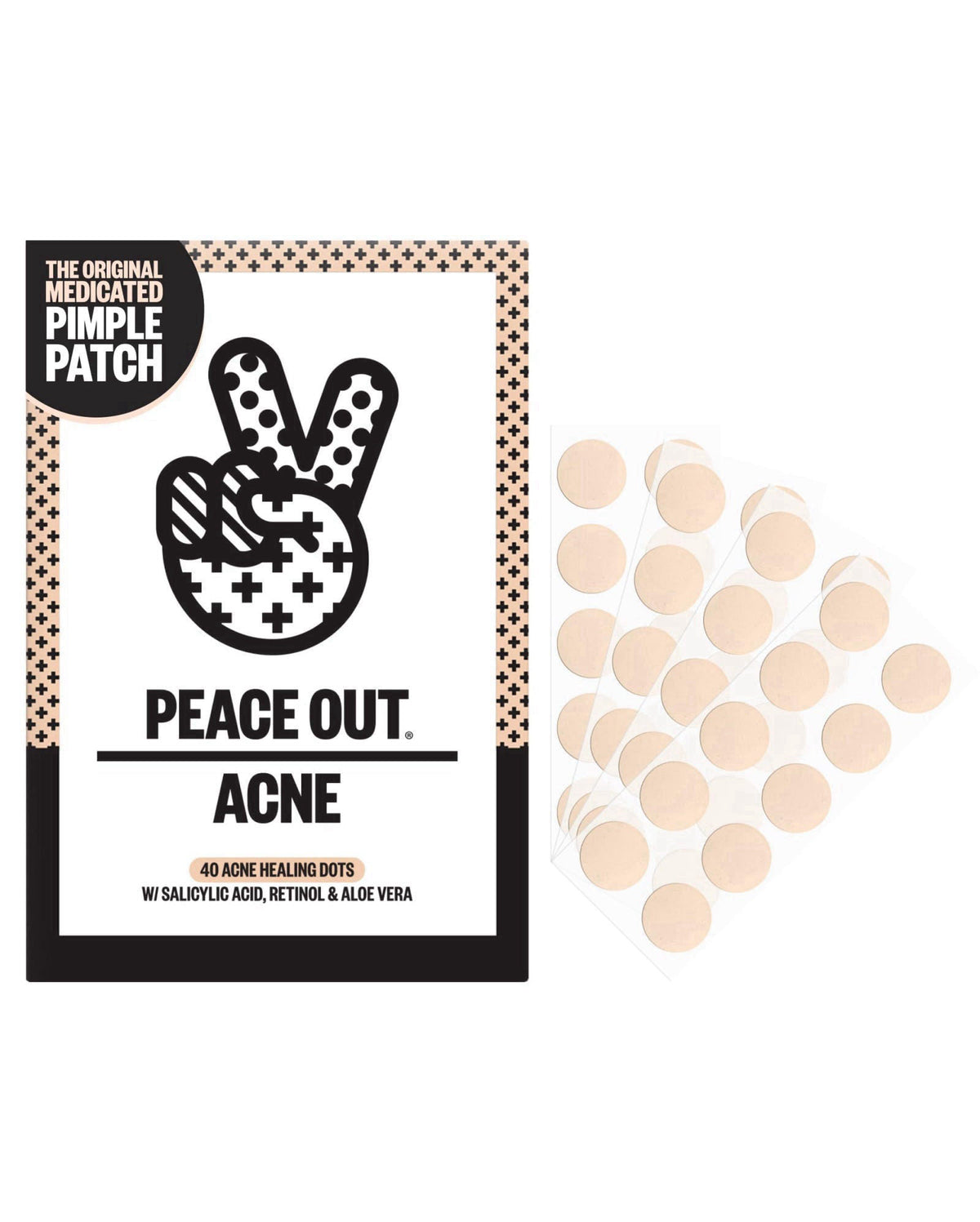 PEACE OUT Acne Healing Dots Medicated Hydrocolloid Pimple Patches (40 ct) – product photo (Pore Cleansing Strips)