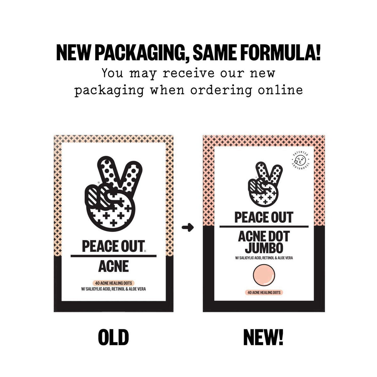 PEACE OUT Acne Healing Dots Medicated Hydrocolloid Pimple Patches (40 ct) – close-up detail