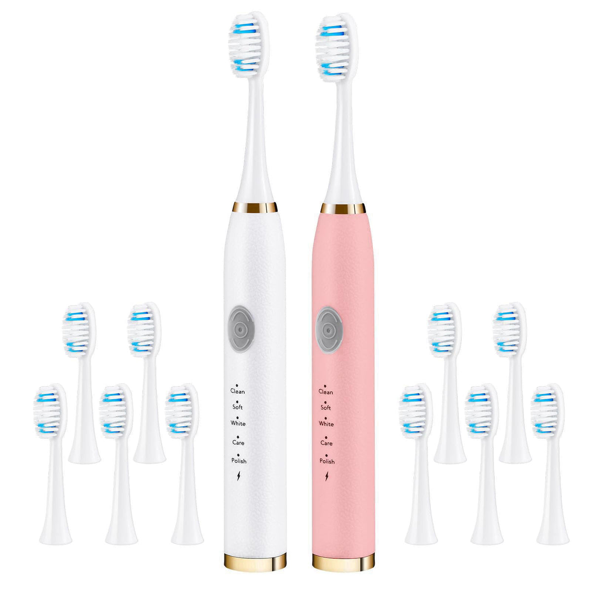 Dnil 2-Pack Rechargeable Sonic Toothbrush for Adults, Long-Lasting Battery Operated, 35,000 VPM Fast Brushing, Includes 