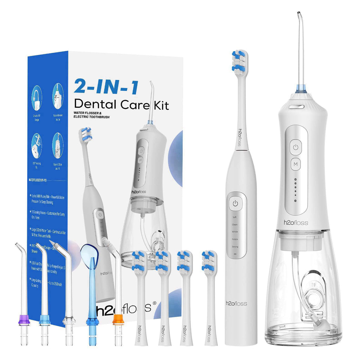 H2ofloss Electric Toothbrush and Water Flosser Combo, 2-in-1 Oral Kit – product photo (Sonic)