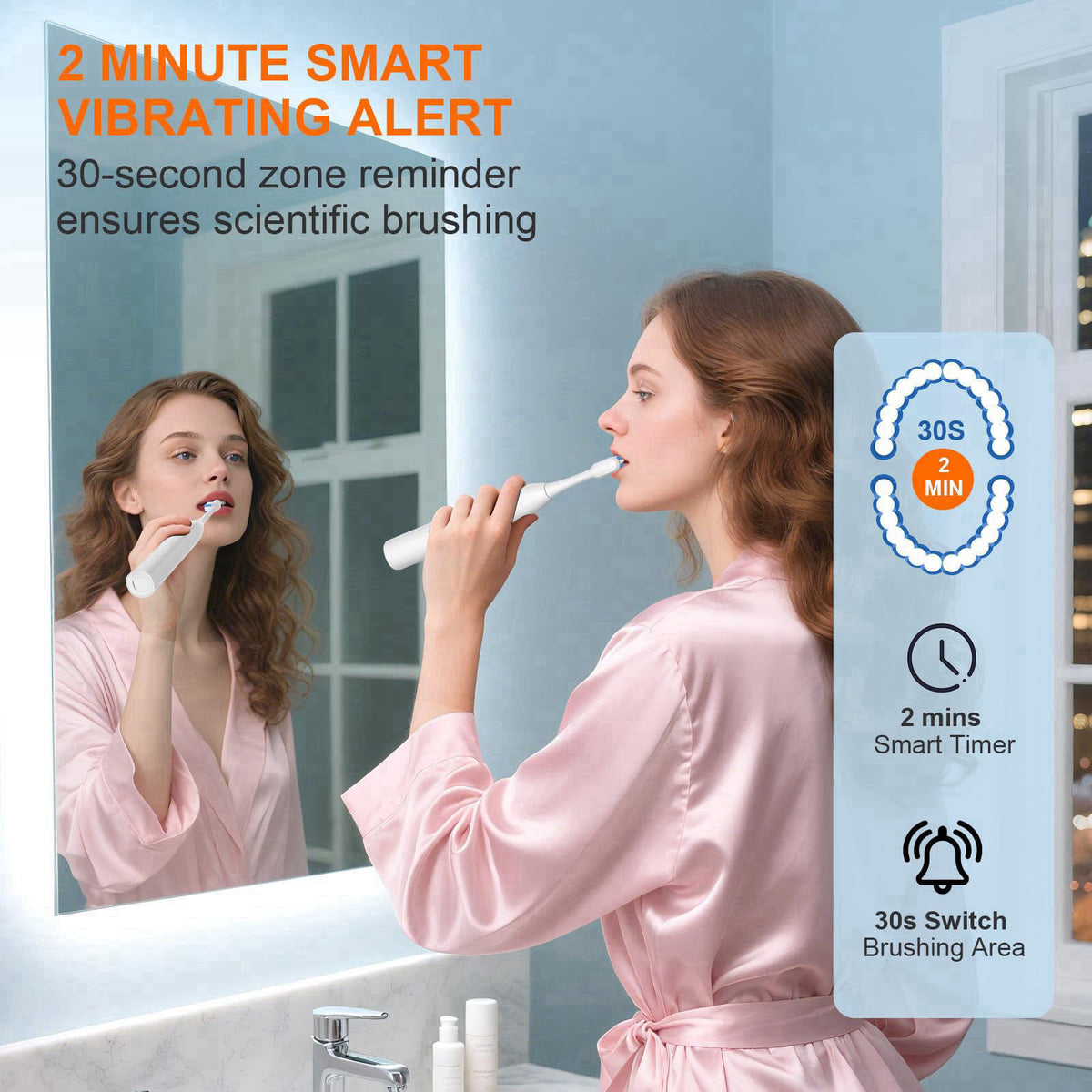 H2ofloss Electric Toothbrush and Water Flosser Combo, 2-in-1 Oral Kit – back view and specifications