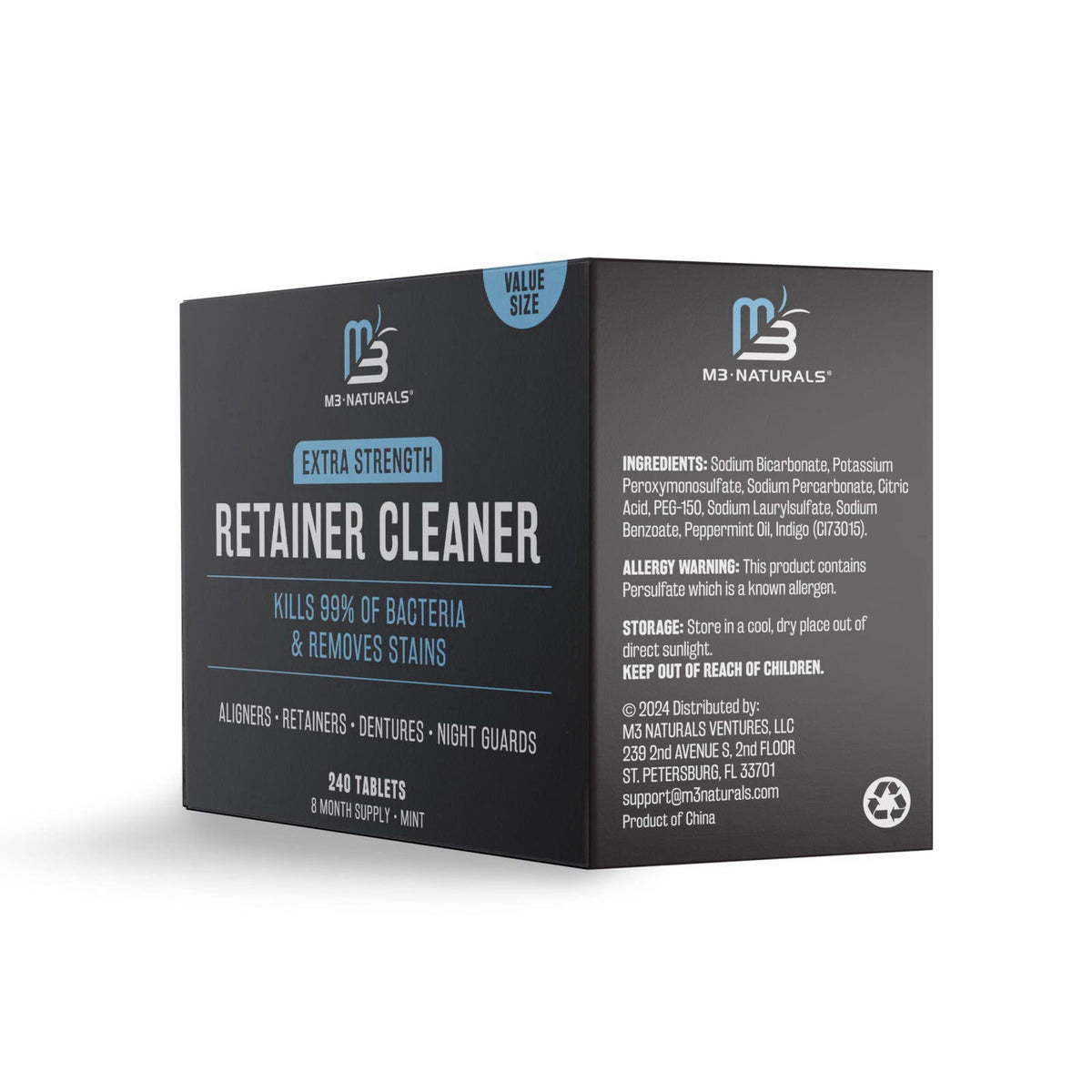M3 Naturals Retainer Cleaner Tablets, Denture Cleaner, Mint, 8 Month Supply by M3 – product photo (Cleansers)
