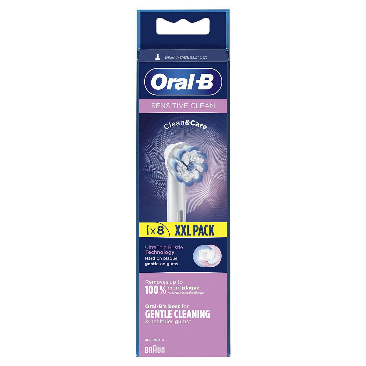 Oral-B Sensitive Clean Replacement Brush Heads x 8 Original Refill for Electric Toothbrush, White, 200 gram – close-up d