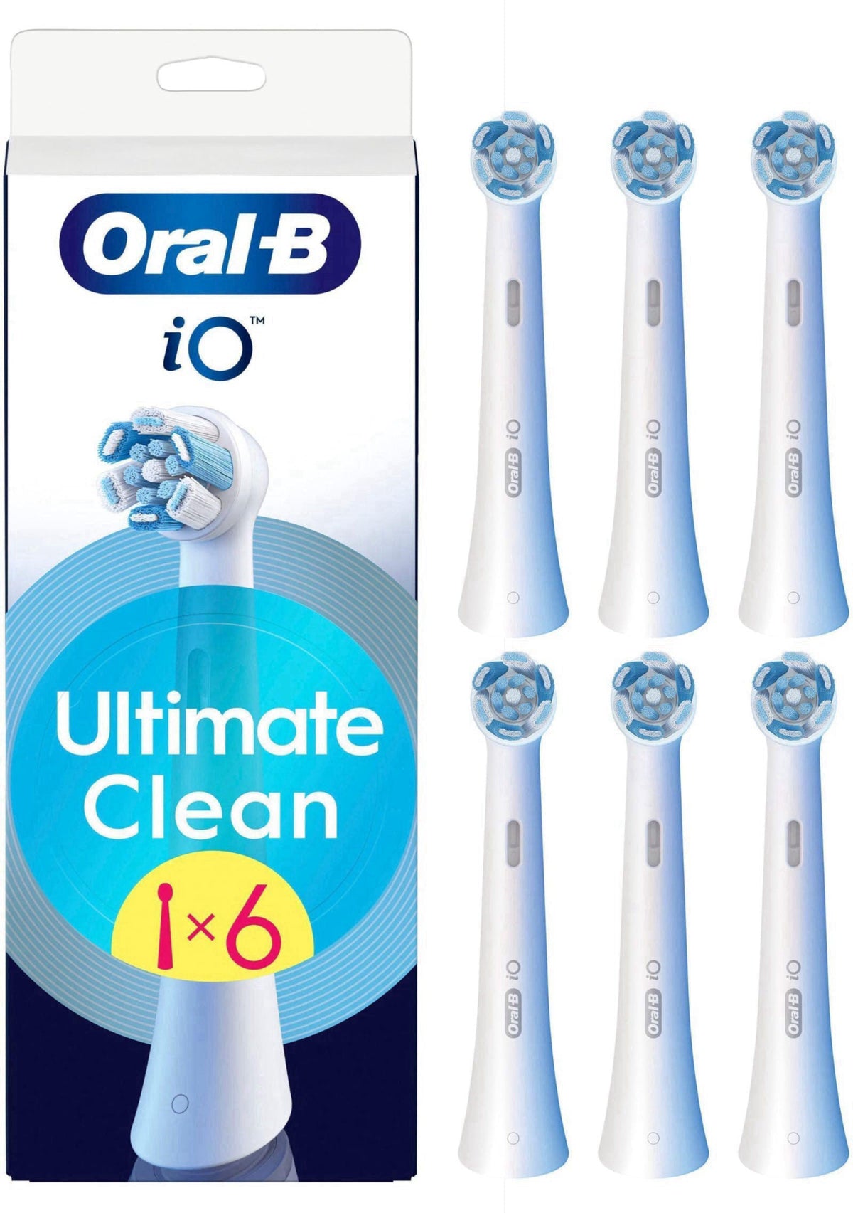 Oral-B iO Ultimate Clean Original Refills, White, Pack of 6 – product photo (Toothbrush Replacement Heads)