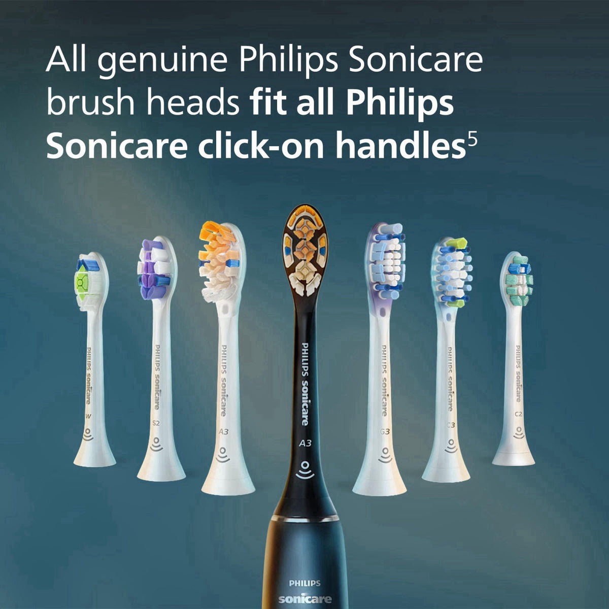 Philips Sonicare Replacement Brush Heads, 6-Pack, 18 Month Supply, White – back view and specifications
