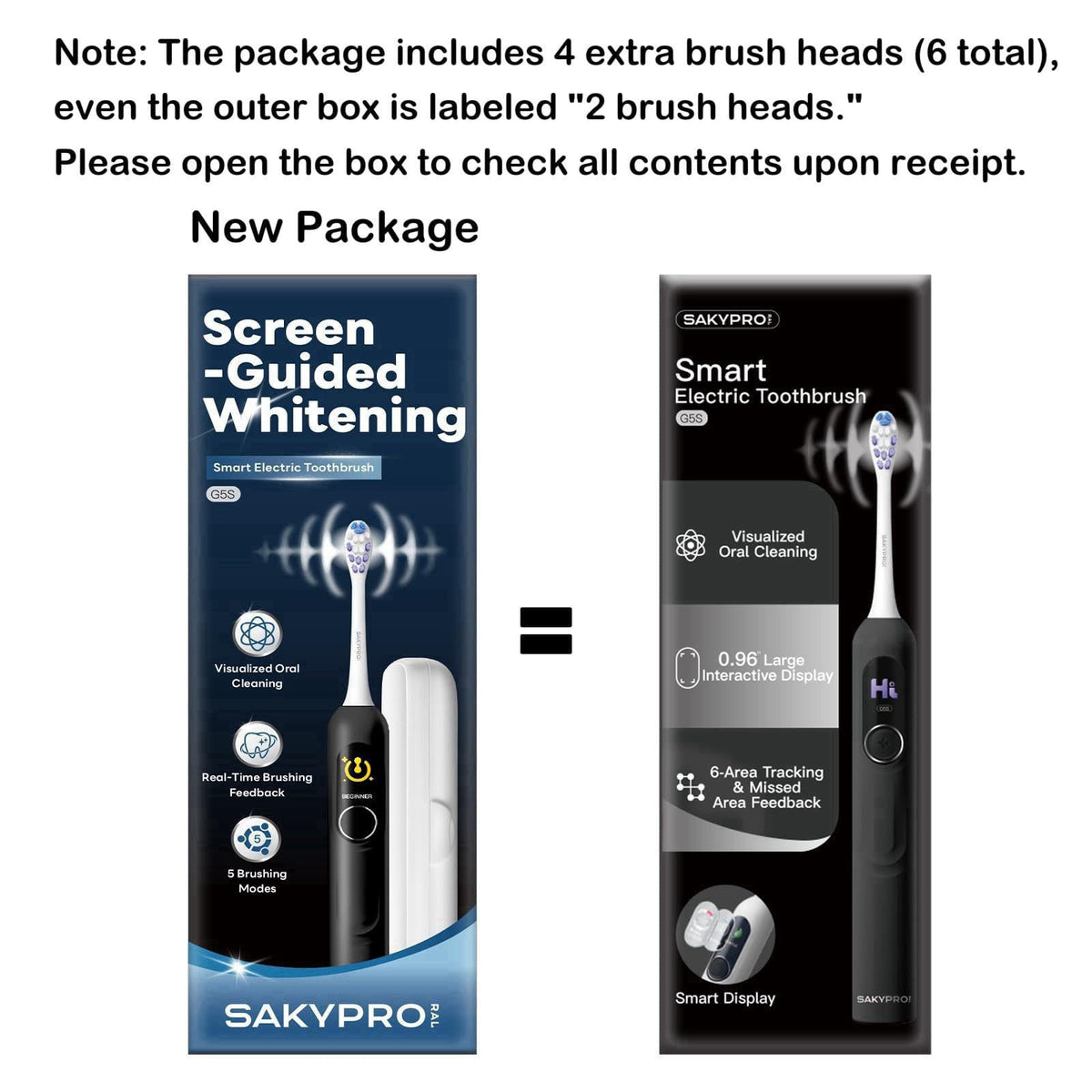 SAKYPRORAL AI Electric Toothbrush for Adults and Kids (Black-6p) – full view