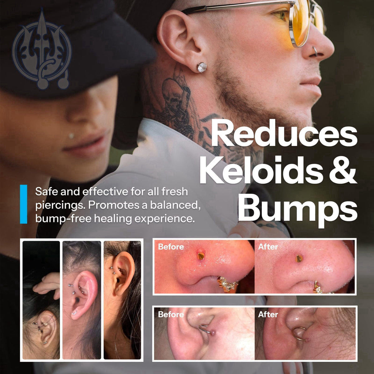 H2Ocean Piercing Aftercare Spray and Keloid Bump Removal– Sea Salt Spray for Body and Facial Piercings– Ear, Nose,Navel,