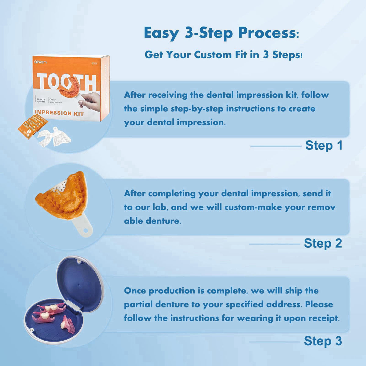 Qiivosm Custom Removable Dentures – Set for Tooth Replacement (1 Tooth) – close-up detail