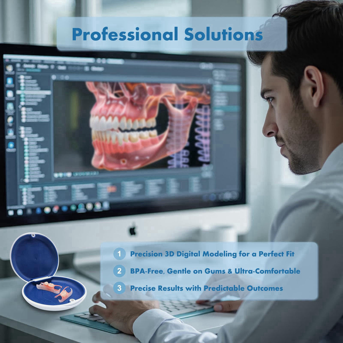 Qiivosm Custom Removable Dentures – Set for Tooth Replacement (1 Tooth) – back view and specifications